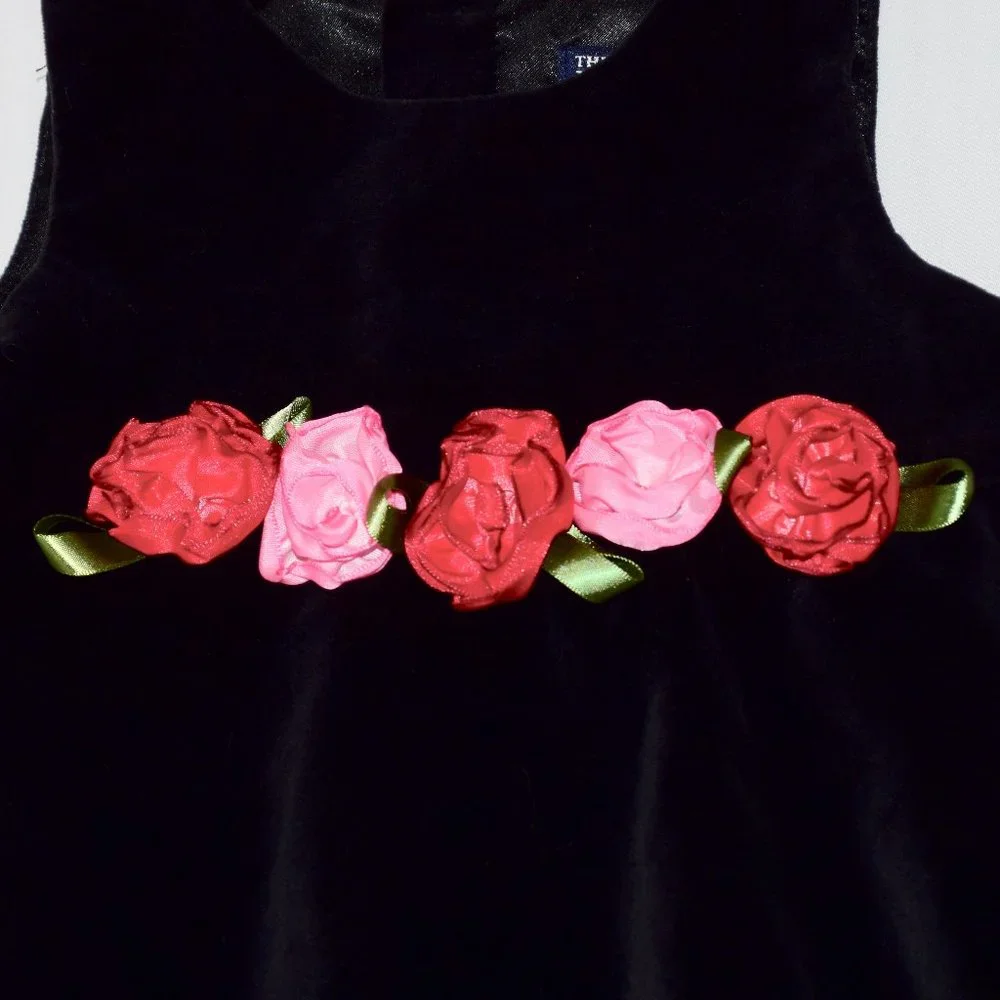 Children's Place Black Velvet Christmas Holiday Dress/Jumper - 24 Months